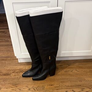 Black and White Over-the-Knee Boots (wide)